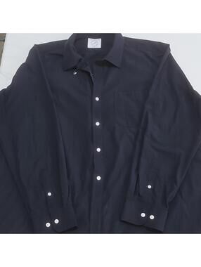 Bespoke Men's Dress Shirt XXL Classic Fit Navy Solid 18-18.5 36/37 Pockets  0141